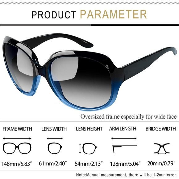 Women\'s Blue/Black Gradient Trendy Polarized Driving Sun Glasses UV Protective main image 6